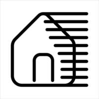 A black and white icon of a house with a line vector