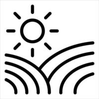 A black and white image of a sun and a field vector