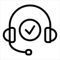 A call center icon with headphones and a check mark vector