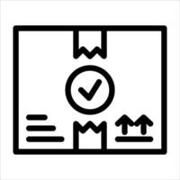 A black and white icon of a check mark on a piece of paper vector