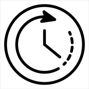 A clock with arrows pointing to the right vector