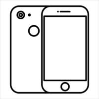 A smartphone is shown in a line drawing vector