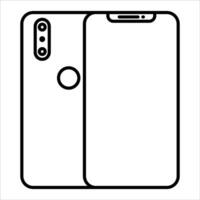 A smartphone with a white background and a black outline vector