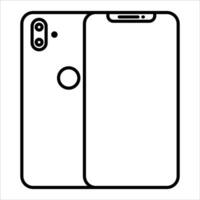 An outline of a smartphone with a white background vector