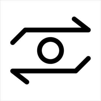 A black and white icon of a circle with an arrow pointing to it vector