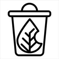 A black and white image of a trash can with a leaf inside vector
