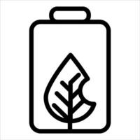 A black and white illustration of a battery with a leaf inside vector