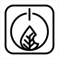 A black and white icon of a leaf and a power button vector