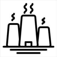A black and white icon of a factory with smoke coming out of it vector