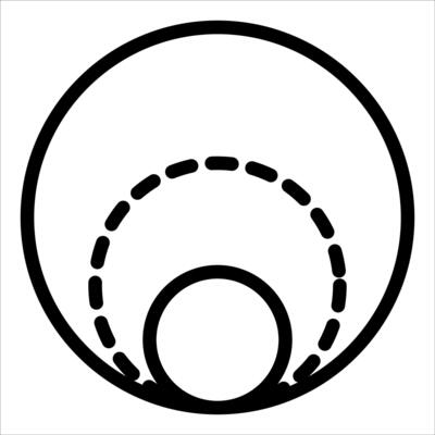 A black and white drawing of a baseball