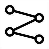 A black and white icon of a line connecting two circles vector