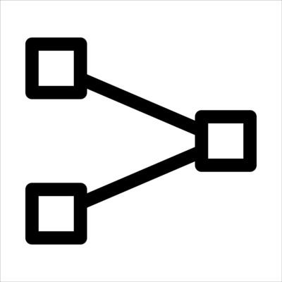 A black and white icon of a square with two squares