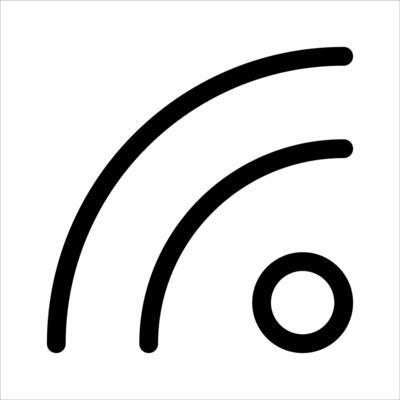 A black and white icon of a rf signal