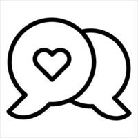 Two speech bubbles with a heart in the middle vector
