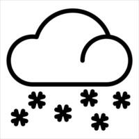 A black and white illustration of a cloud with snowflakes vector
