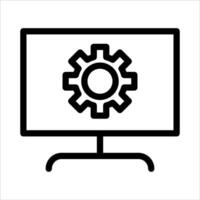 A computer monitor with a gear icon on it vector