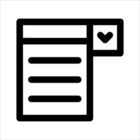 A black and white icon of a document with a heart vector