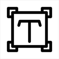 A black and white icon of a square with a t vector