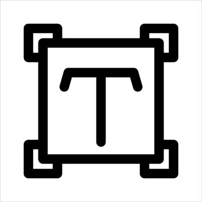A black and white icon of a square with a t