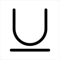A black and white icon of a u vector