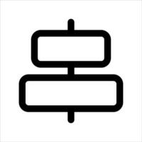 A black and white icon of a square with a line through it vector