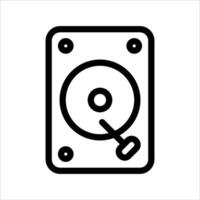 A black and white illustration of a disk player vector