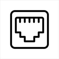 A black and white icon of a network cable vector