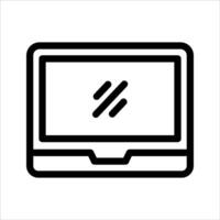A black and white icon of a computer screen vector