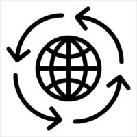 A globe surrounded by arrows and arrows vector