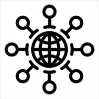 The globe is surrounded by a network of circles vector
