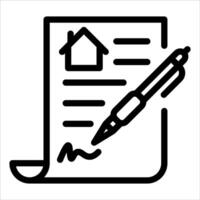 A pen and paper icon with a house and a house vector