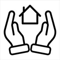 Hands holding a house icon on a white background vector