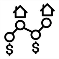 A graph showing the relationship between houses and money vector