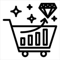A shopping cart with a diamond icon vector