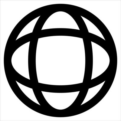 A black and white globe with a circle in the center