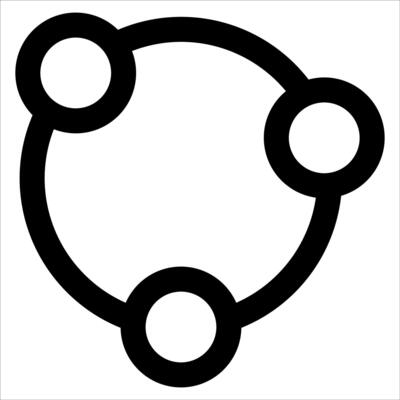 A black and white image of a circle with four circles