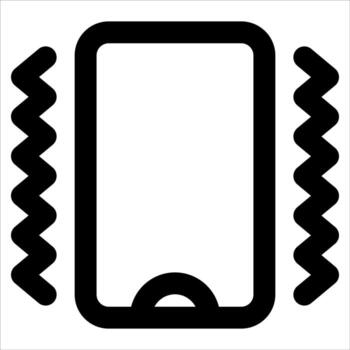 A black and white icon of a phone with a wave vector