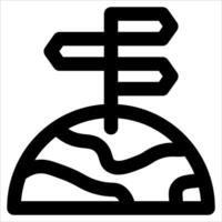 A black and white icon of a compass pointing to the direction of a mountain vector