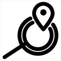 A black and white icon of a pin and a map vector