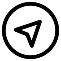 A black and white icon of a point in a circle vector