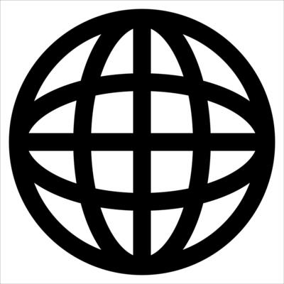 A globe with a black and white outline