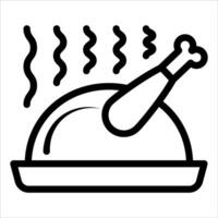 A black and white image of a turkey on a plate vector