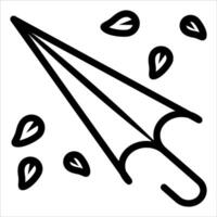 A black and white drawing of an umbrella with leaves vector