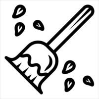 A broom and leaves icon vector