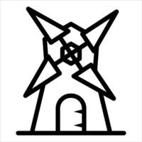 A black and white drawing of a windmill vector