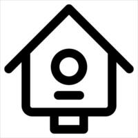 A birdhouse icon with a camera on top vector