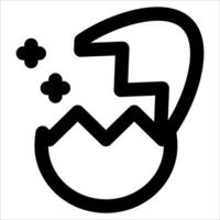 A black and white icon of a broken egg vector