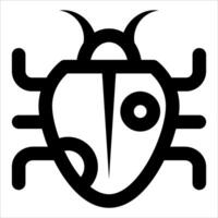 A black and white bug icon with a white background vector