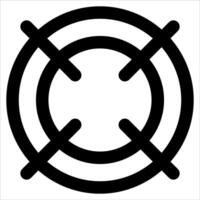 A black and white symbol of a circle with four lines vector