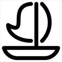 A black and white line drawing of a sailboat vector